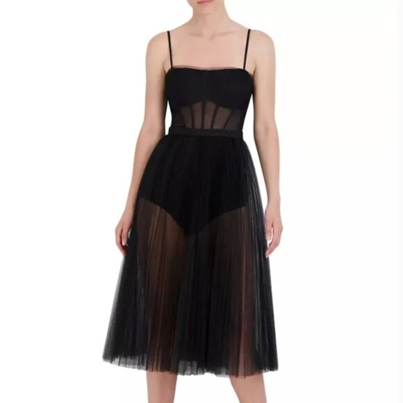 NWT BCBG MAXAZRIA SHEER CORSET MIDI DRESS SIZE 6 - Picture 2 of 15